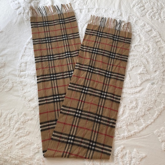 Valentini Plaid Wool Scarf Tan, Red & Black. 100% Lana Wool. Made in Italy. - Picture 2 of 6